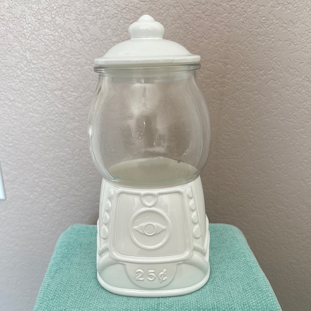 White Ceramic Gumball Machine Jar